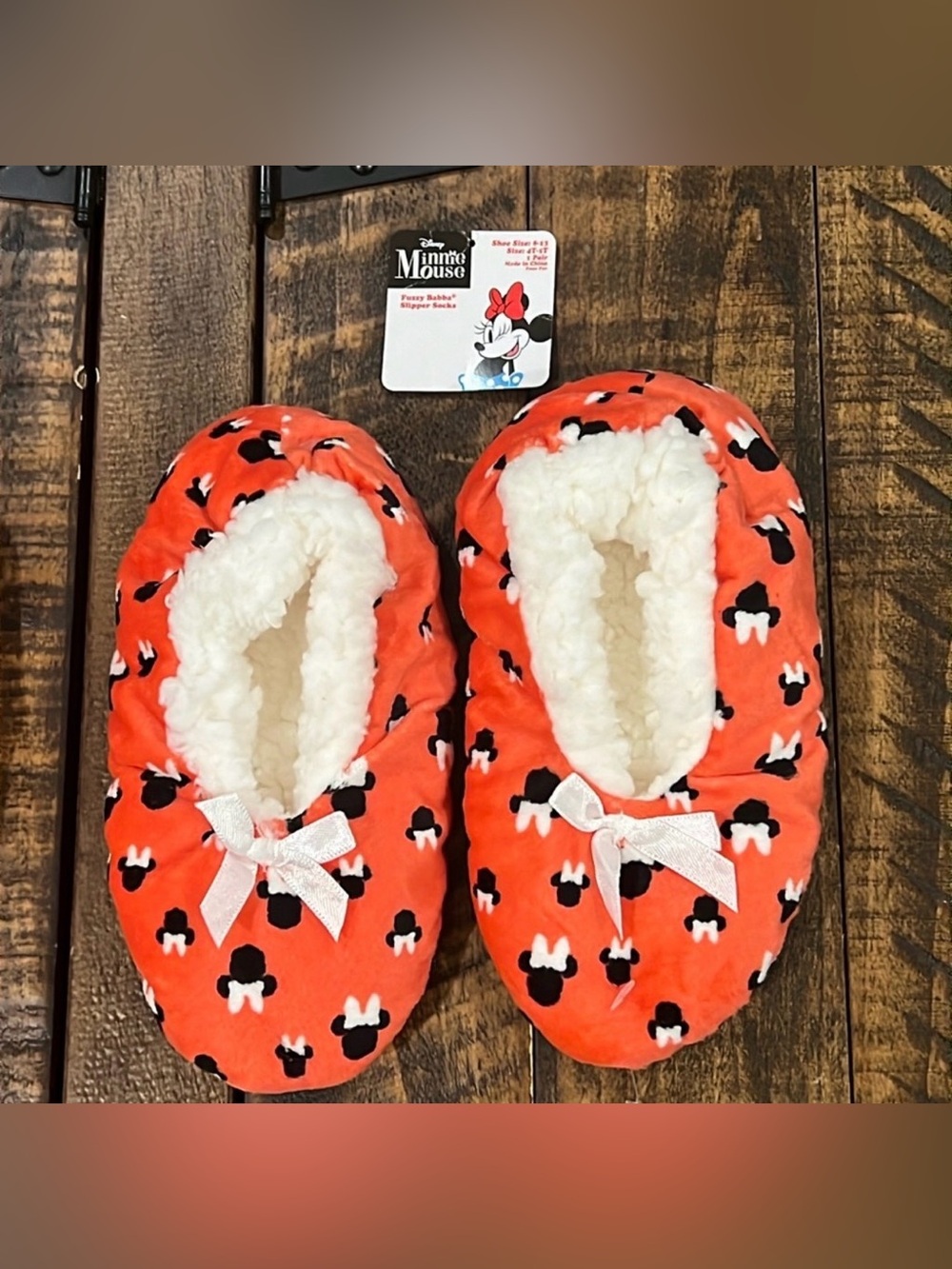 Disney Minnie Gripper Slippers Fuzzy Babba slipper socks